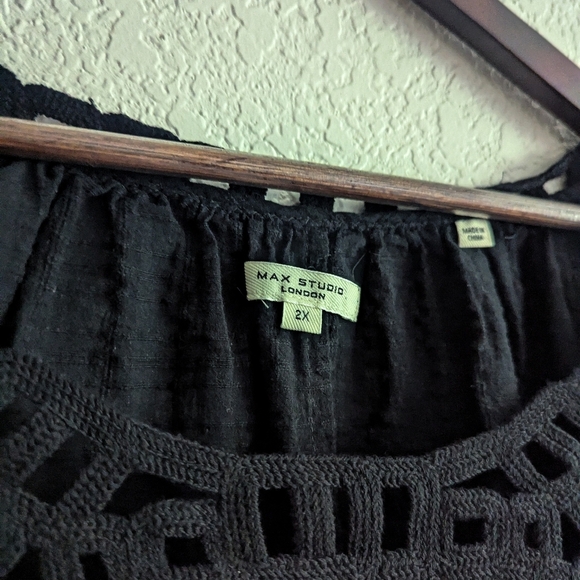 Max Studio Black Embroidered Blouse - Picture 4 of 4